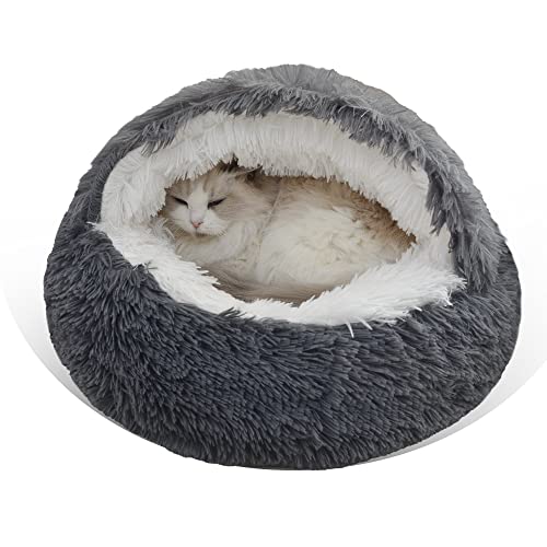 Gavenia Katzenbett, rund, flauschig, mit Kapuze, Katzenbett, Höhle mit nicht gefaltetem Plüschbezug, Katzenbett, Donut für Indoor-Katzen, beruhigende Hundebetten und Katzen, rutschfeste und wasserdichte Unterseite, waschbares Bett für verbesserten Schlaf Gavenia Katzenbett, rund, flauschig, mit Kapuze, Katzenbett, Höhle mit nicht gefaltetem Plüschbezug, Katzenbett, Donut für Indoor-Katzen, beruhigende Hundebetten und Katzen, rutschfeste und wasserdichte Unterseite, waschbares Bett für verbesserten Schlaf von NZDWZDN