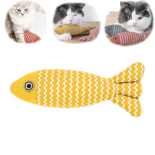 NZLTQO Katzenspielzeug Fisch, Katzenminze, weiches Leinen, interaktives Kätzchenspielzeug, Katzenkauspielzeug, Plüschkissen, Übungs-Kicker, Spielzeug für Indoor-Katzen, Schleifen (Gelb, 30 x 9 cm) NZLTQO Katzenspielzeug Fisch, Katzenminze, weiches Leinen, interaktives Kätzchenspielzeug, Katzenkauspielzeug, Plüschkissen, Übungs-Kicker, Spielzeug für Indoor-Katzen, Schleifen (Gelb, 30 x 9 cm) von NZLTQO