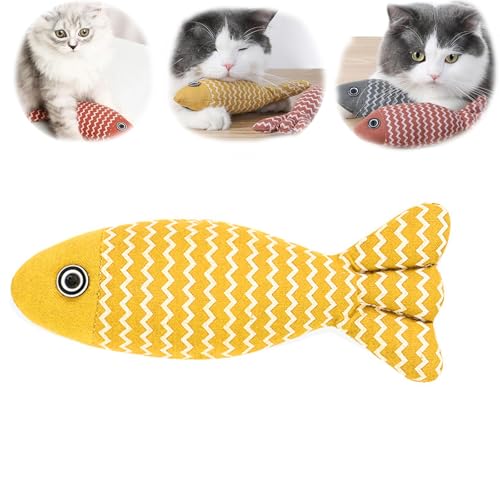 NZLTQO Katzenspielzeug Fisch, Katzenminze, weiches Leinen, interaktives Kätzchenspielzeug, Katzenkauspielzeug, Plüschkissen, Übungs-Kicker, Spielzeug für Indoor-Katzen, Schleifen (Gelb, 39 x 12 cm) NZLTQO Katzenspielzeug Fisch, Katzenminze, weiches Leinen, interaktives Kätzchenspielzeug, Katzenkauspielzeug, Plüschkissen, Übungs-Kicker, Spielzeug für Indoor-Katzen, Schleifen (Gelb, 39 x 12 cm) von NZLTQO