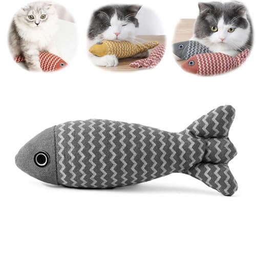 NZLTQO Katzenspielzeug Fisch, Katzenminze, weiches Leinen, interaktives Kätzchenspielzeug, Katzenkauspielzeug, Plüschkissen, Übungs-Kicker, Spielzeug für Indoor-Katzen, Schleifen (grau, 19 x 8 cm) NZLTQO Katzenspielzeug Fisch, Katzenminze, weiches Leinen, interaktives Kätzchenspielzeug, Katzenkauspielzeug, Plüschkissen, Übungs-Kicker, Spielzeug für Indoor-Katzen, Schleifen (grau, 19 x 8 cm) von NZLTQO