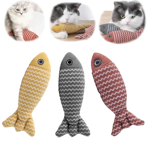 NZLTQO Katzenspielzeug Fisch, Katzenminze, weiches Leinen, interaktives Kätzchenspielzeug, Katzenkauspielzeug, Plüschkissen, Übungs-Kicker-Spielzeug für Indoor-Katzen, Schleifen (3 Stück, 19 x 8 cm) NZLTQO Katzenspielzeug Fisch, Katzenminze, weiches Leinen, interaktives Kätzchenspielzeug, Katzenkauspielzeug, Plüschkissen, Übungs-Kicker-Spielzeug für Indoor-Katzen, Schleifen (3 Stück, 19 x 8 cm) von NZLTQO