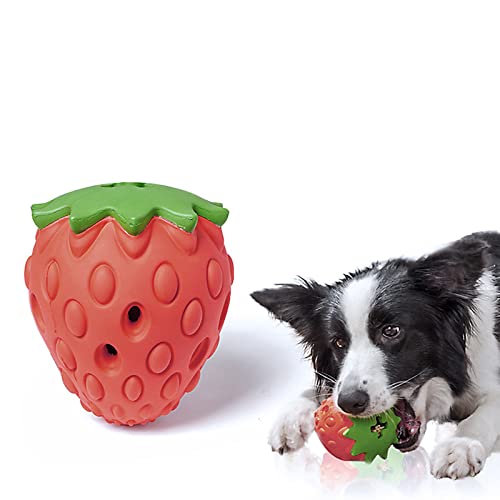 NZXVSE Kauspielzeug für Hunde, strapazierfähig, interaktives Premium-Hundespielzeug für aggressive Kauer, niedliche Erdbeere, robust und langlebig, Gummizähne sauber, für kleine, mittelgroße von NZXVSE