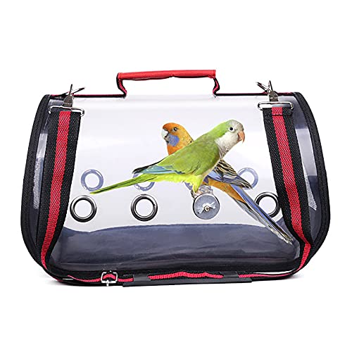 NZXVSE Transporttasche für Vögel, mit Sitzstange, tragbar, transparent und atmungsaktiv, 360 ° Sightseeing, für den Außenbereich, für Papageien, Haustiere, Vogelhaus, Rot (Medium 15,7 x 9 x 8,7 cm) von NZXVSE