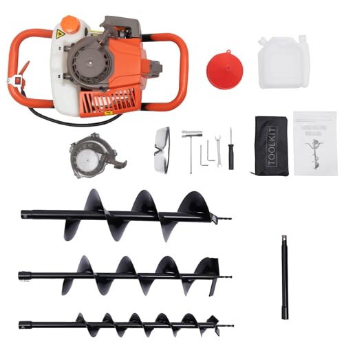 NaMaSyo 71cc 2-Takt Benzin Erdbohrer Erdlochbohrer Erdbohrer Handheld Gartenbohrer Erdbohrgerät Pfahlbohrer Set Mit 3 Bohraufsätzen Motor Benzin Erdbohrer Pfahlbohrer 4" 6" 8" Auger NaMaSyo 71cc 2-Takt Benzin Erdbohrer Erdlochbohrer Erdbohrer Handheld Gartenbohrer Erdbohrgerät Pfahlbohrer Set Mit 3 Bohraufsätzen Motor Benzin Erdbohrer Pfahlbohrer 4" 6" 8" Auger von NaMaSyo