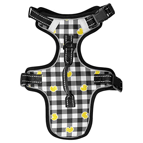Naanle Animal Ducks Plaid Dog Harness with Leash Clips No Pull Soft Padded Mesh Vest Pet Harness Reflective Adjustable Vest for Dogs Puppy Cats von Naanle