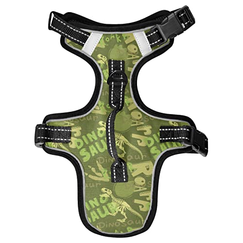 Naanle Camo Dinosaurier Totenkopf Hundegeschirr mit Leine Clips No Pull Weich Gepolstert Mesh Weste Haustier Geschirr Reflektierend Verstellbare Weste für Hunde Welpen Katzen von Naanle