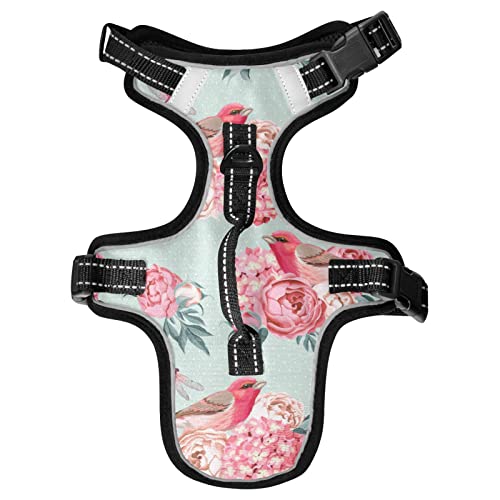 Naanle Hortensien Vogel Hundegeschirr mit Leine Clips No Pull Weich Gepolstert Mesh Weste Haustier Geschirr Reflektierend Verstellbare Weste für Hunde Naanle Hortensien Vogel Hundegeschirr mit Leine Clips No Pull Weich Gepolstert Mesh Weste Haustier Geschirr Reflektierend Verstellbare Weste für Hunde von Naanle