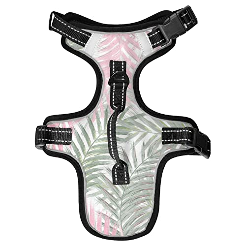 Naanle Pink Palm Leaf Dog Harness with Leash Clips No Pull Soft Padded Mesh Vest Pet Harness Reflective Adjustable Vest for Dogs von Naanle