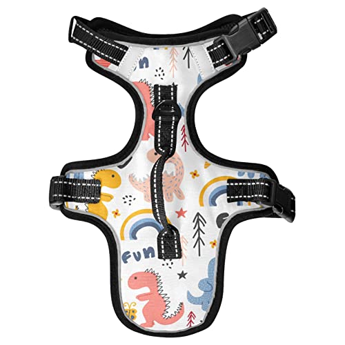 Naanle Regenbogen Dinosaurier Hundegeschirr mit Leine Clips No Pull Weich Gepolstert Mesh Weste Haustier Geschirr Reflektierend Verstellbare Weste für Hunde Welpen Katzen Naanle Regenbogen Dinosaurier Hundegeschirr mit Leine Clips No Pull Weich Gepolstert Mesh Weste Haustier Geschirr Reflektierend Verstellbare Weste für Hunde Welpen Katzen von Naanle