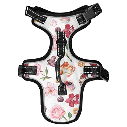 Naanle Strawberry Rose Dessert Dog Harness with Leash Clips No Pull Soft Padded Mesh Vest Pet Harness Reflective Adjustable Vest for Dogs Puppy Cats von Naanle