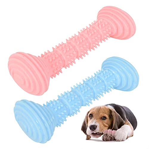 2St Hundespielzeug Kauspielzeug, 13 cm Kauspielzeug aus Hartgummi mit Konvexes Design für Klein und Mittel Hunde, Zähne Reinigen und Zahnfleisch,Hundezahnbürste, Hundezubehör für Hunde (Blau+Rosa) von Naapesi