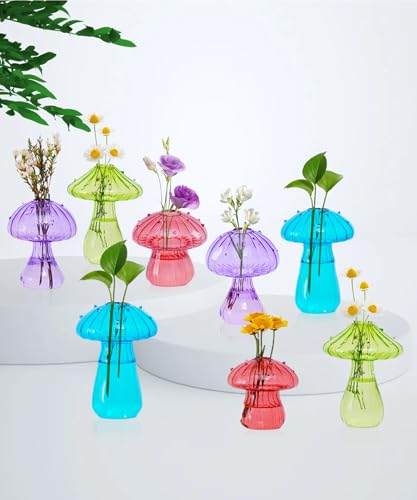 Pilzglas-Anzuchtstation für Pflanzen: Set mit 8 farbigen Vasen, Terrarium-Set für Zuhause, Büro, Innenbereich, Hydrokultur-Dekoration – Geburtstagsgeschenk für Frauen, Mutter, Oma Pilzglas-Anzuchtstation für Pflanzen: Set mit 8 farbigen Vasen, Terrarium-Set für Zuhause, Büro, Innenbereich, Hydrokultur-Dekoration – Geburtstagsgeschenk für Frauen, Mutter, Oma von Nacome