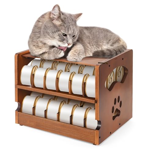 Verbesserter Katzenfutter-Organizer, 2-lagig, stapelbar, Bambus, Haustierdosenaufbewahrung für Speisekammer, Nassfutter-Aufbewahrungsregal für 85 g oder 156 ml Dosen, 36 Nassfutterspender für Katzen Verbesserter Katzenfutter-Organizer, 2-lagig, stapelbar, Bambus, Haustierdosenaufbewahrung für Speisekammer, Nassfutter-Aufbewahrungsregal für 85 g oder 156 ml Dosen, 36 Nassfutterspender für Katzen von Nage-Bay