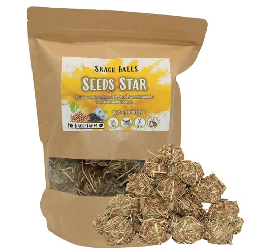 Snack Balls Seeds Star - von Nagerfarm - Futter für Nager, Meerschweinchen und Zwergkaninchen 100% Natur für Deine Fellnasen - Deutsches Qualitätsprodukt ohne versteckte Zutaten - (Mega Pack) von Nagerfarm