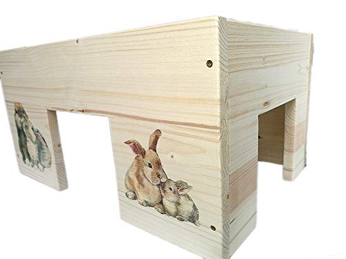 Großes Kaninchenhaus Hasenhaus XXL mit 3 Eingängen und Holzlasur von Nagerstore