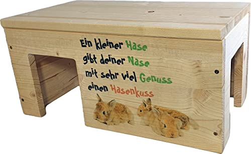 Nagerstore Nagerhaus Zwergkaninchenhaus Hasenhaus Gehege Zubehör mit 2 Eingängen, Stabil & Holzlasur / 45x25x22cm von Ewbob