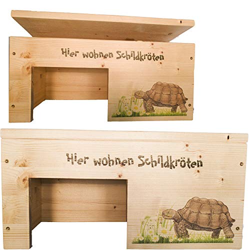 Nagerstore Schildkrötenhaus M Terrarium Schutzhaus mit Motiven, Holzlasur & Aufklappbar von Nagerstore