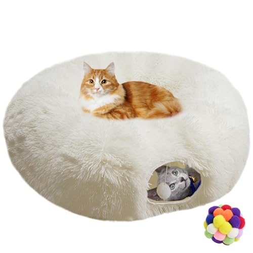 Naielfopet Indoor Cat Tunnel Bett, Weiche Runde Niedliche Katze Donut Tunnel, Multifunktionales Katzenspielplatz Spielzeug mit Waschbarem Kreiskissen, Haustier Spieltunnel Spielzeug für Naielfopet Indoor Cat Tunnel Bett, Weiche Runde Niedliche Katze Donut Tunnel, Multifunktionales Katzenspielplatz Spielzeug mit Waschbarem Kreiskissen, Haustier Spieltunnel Spielzeug für von Naielfopet