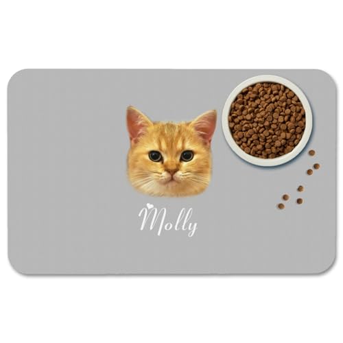Fußmatte Personalisiert Napfunterlage Hund Futtermatte Katzen Haustür mit Namen und Foto Fußmatte Selbst Gestalten Haustier Hundebesitzer rutschfest Waschbar Geschenk Einzug Richtfest Geburtstag von Naispanda