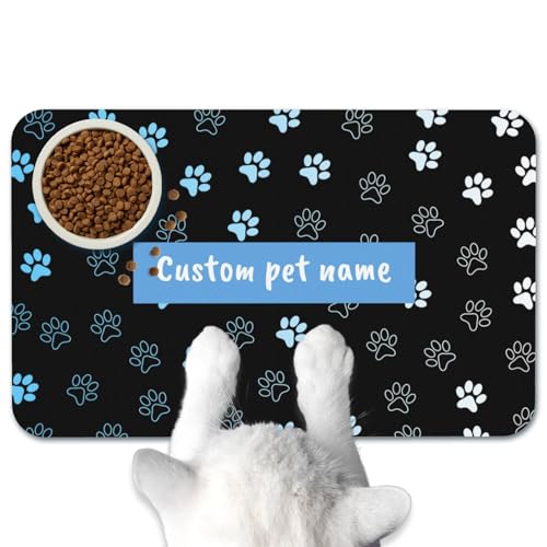 Fußmatte Personalisiert Napfunterlage Hund Futtermatte Katzen Haustür mit Namen und Foto Fußmatte Selbst Gestalten Haustier Hundebesitzer rutschfest Waschbar Geschenk Einzug Richtfest Geburtstag von Naispanda
