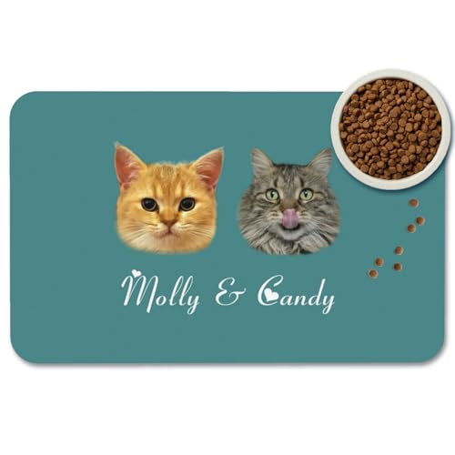 Fußmatte Personalisiert Napfunterlage Hund Futtermatte Katzen Haustür mit Namen und Foto Fußmatte Selbst Gestalten Haustier Hundebesitzer rutschfest Waschbar Geschenk Einzug Richtfest Geburtstag von Naispanda