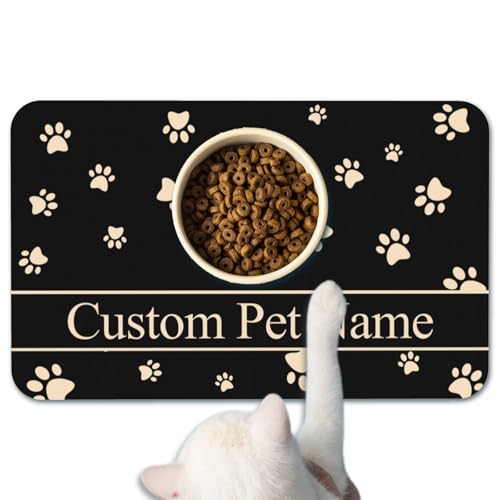 Fußmatte Personalisiert Napfunterlage Hund Futtermatte Katzen Haustür mit Namen und Foto Fußmatte Selbst Gestalten Haustier Hundebesitzer rutschfest Waschbar Geschenk Einzug Richtfest Geburtstag von Naispanda