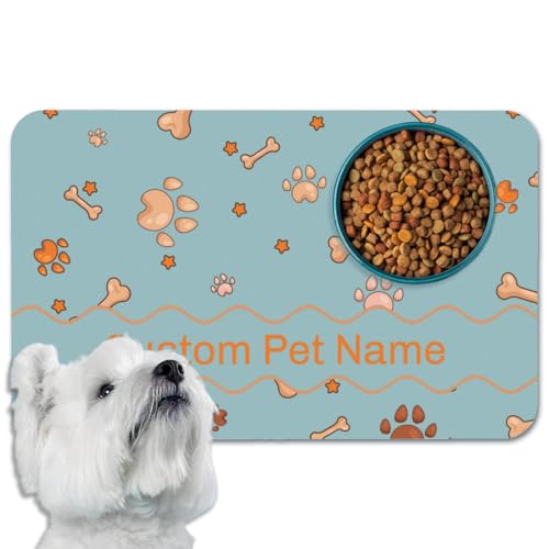 Fußmatte Personalisiert Napfunterlage Hund Futtermatte Katzen Haustür mit Namen und Foto Fußmatte Selbst Gestalten Haustier Hundebesitzer rutschfest Waschbar Geschenk Einzug Richtfest Geburtstag von Naispanda