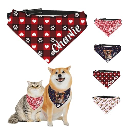 Personalisierte Hundehalstücher mit Foto, Name, Logo, Individueller Haustierschal, Dreieckstuch, Halstuch mit Verstellbarer Schnalle, Personalisiertes Haustierkostüm-Accessoire für Hunde und Katzen von Naispanda