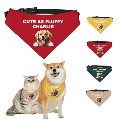 Personalisierte Hundehalstücher mit Foto, Name, Logo, Individueller Haustierschal, Dreieckstuch, Halstuch mit Verstellbarer Schnalle, Personalisiertes Haustierkostüm-Accessoire für Hunde und Katzen von Naispanda