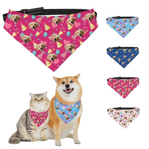 Personalisierte Hundehalstücher mit Foto, Name, Logo, Individueller Haustierschal, Dreieckstuch, Halstuch mit Verstellbarer Schnalle, Personalisiertes Haustierkostüm-Accessoire für Hunde und Katzen von Naispanda