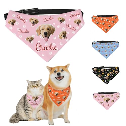 Personalisierte Hundehalstücher mit Foto, Name, Logo, Individueller Haustierschal, Dreieckstuch, Halstuch mit Verstellbarer Schnalle, Personalisiertes Haustierkostüm-Accessoire für Hunde und Katzen von Naispanda