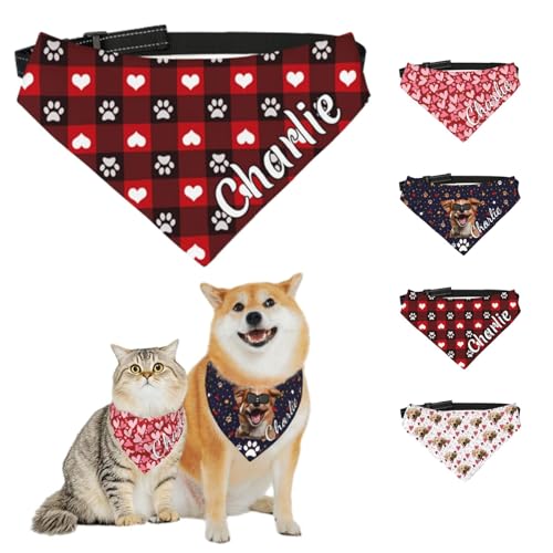 Personalisierte Hundehalstücher mit Foto, Name, Logo, Individueller Haustierschal, Dreieckstuch, Halstuch mit Verstellbarer Schnalle, Personalisiertes Haustierkostüm-Accessoire für Hunde und Katzen von Naispanda