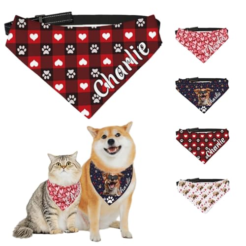 Personalisierte Hundehalstücher mit Foto, Name, Logo, Individueller Haustierschal, Dreieckstuch, Halstuch mit Verstellbarer Schnalle, Personalisiertes Haustierkostüm-Accessoire für Hunde und Katzen von Naispanda