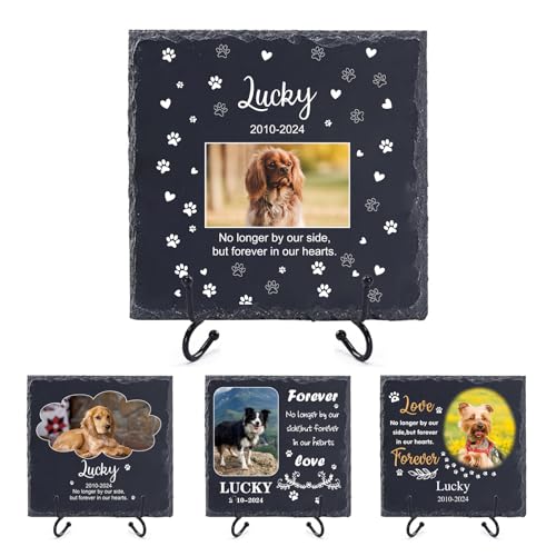 Personalisierter Haustier Gedenkstein mit Foto Name und Datum, Personalisiertes Haustier Gedenkgeschenk zum Verlust eines Hundes oder Einer Katze, Grabmarkierer, Grabstein zur Friedhofsdekoration von Naispanda