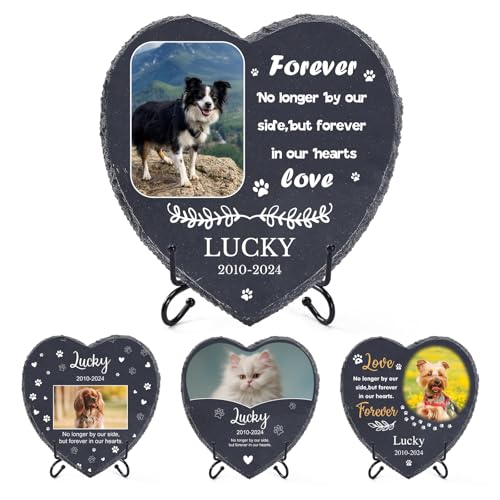 Personalisierter Haustier Gedenkstein mit Foto Name und Datum, Personalisiertes Haustier Gedenkgeschenk zum Verlust eines Hundes oder Einer Katze, Grabmarkierer, Grabstein zur Friedhofsdekoration von Naispanda
