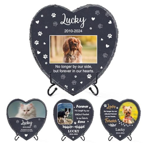 Personalisierter Haustier Gedenkstein mit Foto Name und Datum, Personalisiertes Haustier Gedenkgeschenk zum Verlust eines Hundes oder Einer Katze, Grabmarkierer, Grabstein zur Friedhofsdekoration von Naispanda