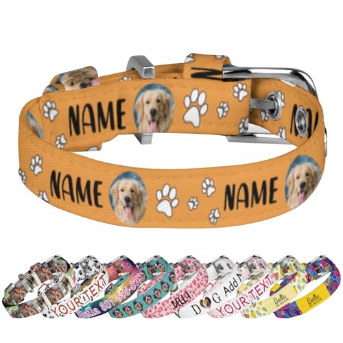 Personalisierte Hundehalsbänder mit Kosename, Foto, Telefonnummer, Adresse, verstellbares personalisiertes Haustierhalsband für kleine, mittelgroße und große Hunde von Naispanda