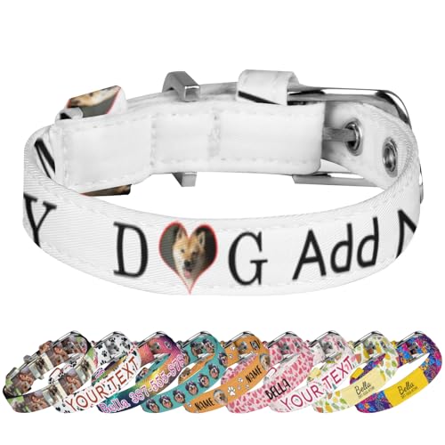Personalisierte Hundehalsbänder mit Kosename, Foto, Telefonnummer, Adresse, verstellbares personalisiertes Haustierhalsband für kleine, mittelgroße und große Hunde von Naispanda