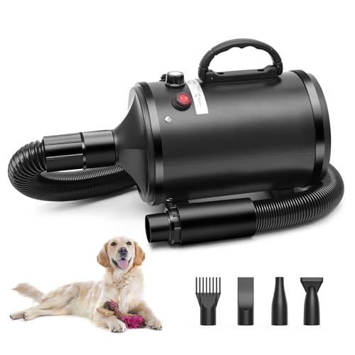 Hundefön Hundetrockner,2800W Hundehaartrockner, einstellbare Geschwindigkeit und Temperatur, geräuscharmer Hundetrockner Pet Grooming mit 4 Düsen für den privaten und professionellen Einsatz (Schwarz) Hundefön Hundetrockner,2800W Hundehaartrockner, einstellbare Geschwindigkeit und Temperatur, geräuscharmer Hundetrockner Pet Grooming mit 4 Düsen für den privaten und professionellen Einsatz (Schwarz) von NamYoprce