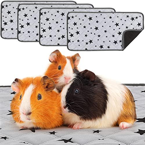 Namalu 4 Stück Meerschweinchen Käfig Einlagen Fleece Meerschweinchen Einstreu Saugfähig Meerschweinchen PIPI Pads Wiederverwendbar rutschfeste Meerschweinchen Matte mit Stern Muster (14 x 28 Zoll) von Namalu