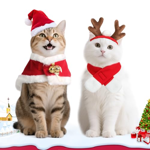 NAMSAN 4-teiliges Weihnachtskostüm Set für Hunde, Katzen & Hasen – Rentiergeweih-Kopfband, Santa Hut, Schal & Umhang, perfekt für Weihnachten, Party NAMSAN 4-teiliges Weihnachtskostüm Set für Hunde, Katzen & Hasen – Rentiergeweih-Kopfband, Santa Hut, Schal & Umhang, perfekt für Weihnachten, Party von Namsan
