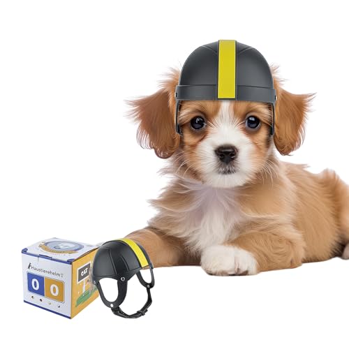 NAMSAN Haustierhelm Hund Motorradhelm Fahrradmütze Verstellbarer Kinnriemen Hundehelm Geeignet für kleine Hunde - Größe M Schwarz von Namsan