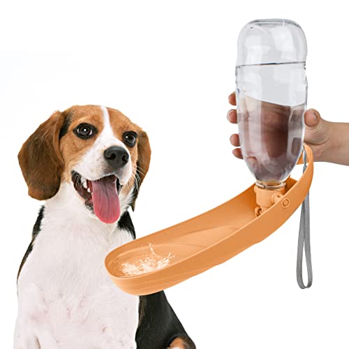 NAMSAN Hunde Trinkflasche 550ML Hunde Wasserflasche für Unterwegs Trinknapf für Katzen Leicht zu Tragen Faltbare Hundetrinkflasche für Outdoor-Aktivitäten - Orange von Namsan