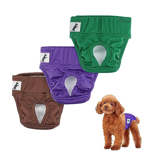 NAMSAN Hunde Windeln 3 Stück Waschbare Schutzhose für Hündinnen Einstellbare Hunde Höschen für Urin Inkontinenz/Untrainierte Welpen/Läufigkeit Hündin - L von Namsan