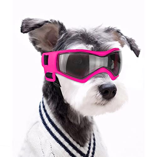 NAMSAN Hundebrille Anti-UV Wasserdicht Winddicht Einstellbar Hunde Sonnenbrille Mode Hunde Schutzbrille Geeignet für Kleine und Mittlere Hunde（Rosa） von Namsan