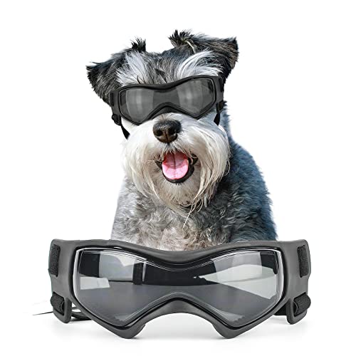 NAMSAN Hundebrille Medium Anti UV Glare Hund Sonnenbrille für kleine bis mittelgroße Hunde Motorradbrille Verstellbare Hunde Schutzbrille Schwarz von Namsan
