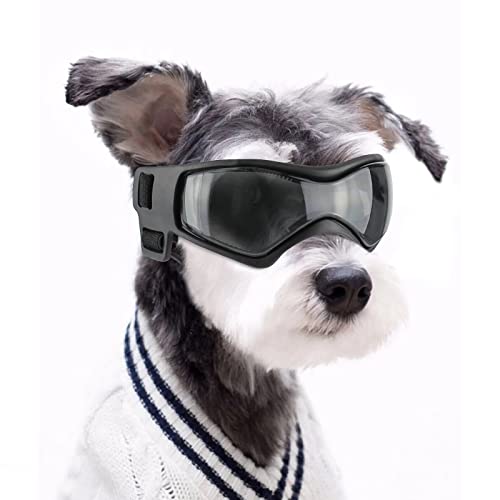 NAMSAN Hundebrille Anti-UV Wasserdicht Winddicht Einstellbar Sonnenbrille Mode Schutzbrille Geeignet für Kleine und Mittlere Hunde（Schwarz） von Namsan