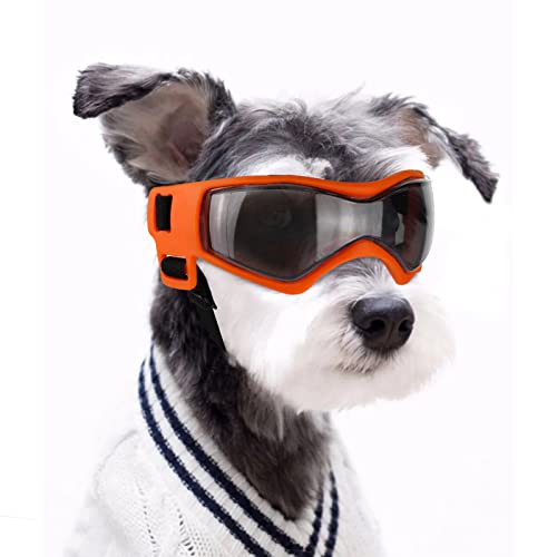 NAMSAN Hundebrille Anti-UV Wasserdicht Winddicht Einstellbar Hunde Sonnenbrille Mode Hunde Schutzbrille Geeignet für Kleine und Mittlere Hunde (Orange) von Namsan