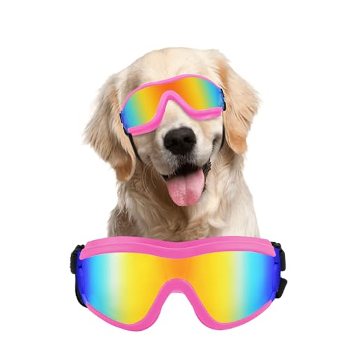 NAMSAN Hundebrille für mittelgroße bis große Hunde, UV-Sonnenbrille, winddicht, staubabweisend, beschlagfrei, für den Außenbereich, mittelgroße Hunde Sonnenbrille mit elastischen Bändern, Rosa von Namsan