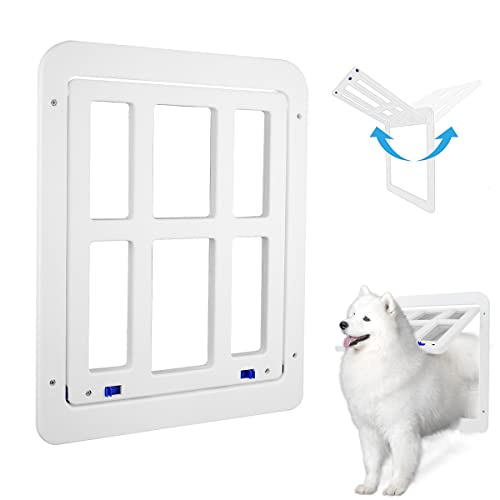 NAMSAN Hundeklappe Fiegengitter Katzenklappe Haustierklappe mit Magnetverschluss für Fliegengittertür Fenster-Weiß (34cm*44cm) von Namsan
